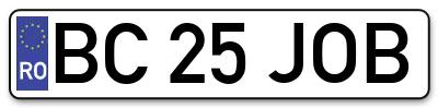 Placuta inmatriculare numar auto  BC-25-JOB, BC 25 JOB, BC25JOB