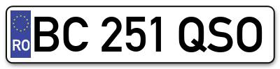 Placuta inmatriculare numar auto  BC-251-QSO, BC 251 QSO, BC251QSO