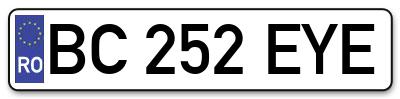 Placuta inmatriculare numar auto  BC-252-EYE, BC 252 EYE, BC252EYE