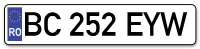 Placuta inmatriculare numar auto  BC-252-EYW, BC 252 EYW, BC252EYW