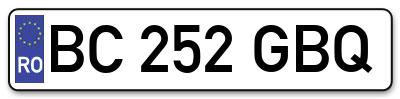 Placuta inmatriculare numar auto  BC-252-GBQ, BC 252 GBQ, BC252GBQ