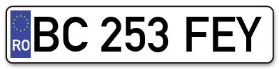 Placuta inmatriculare numar auto  BC-253-FEY, BC 253 FEY, BC253FEY
