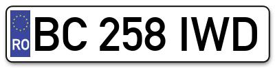 Placuta inmatriculare numar auto  BC-258-IWD, BC 258 IWD, BC258IWD