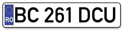 Placuta inmatriculare numar auto  BC-261-DCU, BC 261 DCU, BC261DCU
