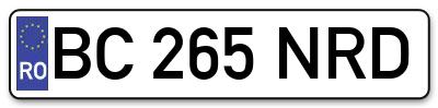 Placuta inmatriculare numar auto  BC-265-NRD, BC 265 NRD, BC265NRD