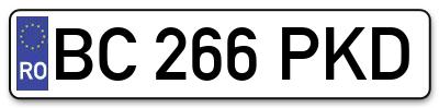 Placuta inmatriculare numar auto  BC-266-PKD, BC 266 PKD, BC266PKD