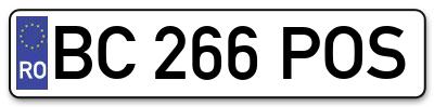 Placuta inmatriculare numar auto  BC-266-POS, BC 266 POS, BC266POS