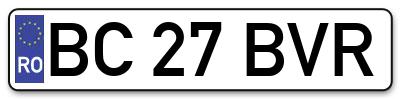 Placuta inmatriculare numar auto  BC-27-BVR, BC 27 BVR, BC27BVR