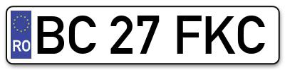Placuta inmatriculare numar auto  BC-27-FKC, BC 27 FKC, BC27FKC