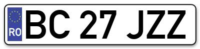 Placuta inmatriculare numar auto  BC-27-JZZ, BC 27 JZZ, BC27JZZ