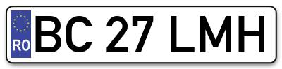 Placuta inmatriculare numar auto  BC-27-LMH, BC 27 LMH, BC27LMH