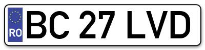 Placuta inmatriculare numar auto  BC-27-LVD, BC 27 LVD, BC27LVD