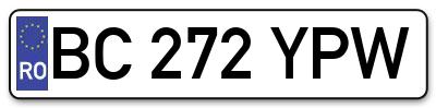 Placuta inmatriculare numar auto  BC-272-YPW, BC 272 YPW, BC272YPW