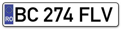 Placuta inmatriculare numar auto  BC-274-FLV, BC 274 FLV, BC274FLV