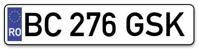 Placuta inmatriculare numar auto  BC-276-GSK, BC 276 GSK, BC276GSK