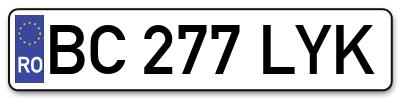 Placuta inmatriculare numar auto  BC-277-LYK, BC 277 LYK, BC277LYK