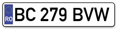 Placuta inmatriculare numar auto  BC-279-BVW, BC 279 BVW, BC279BVW