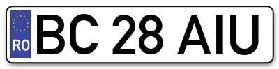 Placuta inmatriculare numar auto  BC-28-AIU, BC 28 AIU, BC28AIU