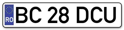 Placuta inmatriculare numar auto  BC-28-DCU, BC 28 DCU, BC28DCU