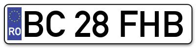 Placuta inmatriculare numar auto  BC-28-FHB, BC 28 FHB, BC28FHB