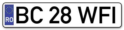 Placuta inmatriculare numar auto  BC-28-WFI, BC 28 WFI, BC28WFI