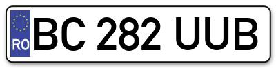 Placuta inmatriculare numar auto  BC-282-UUB, BC 282 UUB, BC282UUB