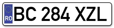 Placuta inmatriculare numar auto  BC-284-XZL, BC 284 XZL, BC284XZL