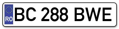 Placuta inmatriculare numar auto  BC-288-BWE, BC 288 BWE, BC288BWE