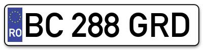 Placuta inmatriculare numar auto  BC-288-GRD, BC 288 GRD, BC288GRD
