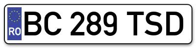 Placuta inmatriculare numar auto  BC-289-TSD, BC 289 TSD, BC289TSD