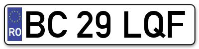 Placuta inmatriculare numar auto  BC-29-LQF, BC 29 LQF, BC29LQF