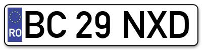 Placuta inmatriculare numar auto  BC-29-NXD, BC 29 NXD, BC29NXD