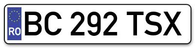 Placuta inmatriculare numar auto  BC-292-TSX, BC 292 TSX, BC292TSX