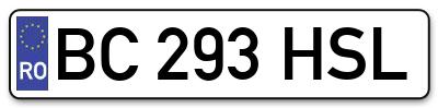 Placuta inmatriculare numar auto  BC-293-HSL, BC 293 HSL, BC293HSL