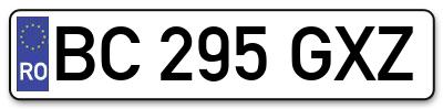 Placuta inmatriculare numar auto  BC-295-GXZ, BC 295 GXZ, BC295GXZ