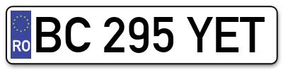 Placuta inmatriculare numar auto  BC-295-YET, BC 295 YET, BC295YET