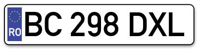 Placuta inmatriculare numar auto  BC-298-DXL, BC 298 DXL, BC298DXL