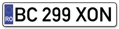 Placuta inmatriculare numar auto  BC-299-XON, BC 299 XON, BC299XON