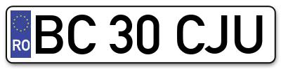 Placuta inmatriculare numar auto  BC-30-CJU, BC 30 CJU, BC30CJU