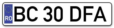Placuta inmatriculare numar auto  BC-30-DFA, BC 30 DFA, BC30DFA