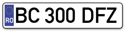 Placuta inmatriculare numar auto  BC-300-DFZ, BC 300 DFZ, BC300DFZ