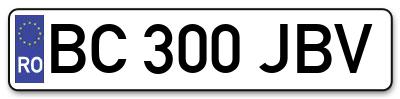 Placuta inmatriculare numar auto  BC-300-JBV, BC 300 JBV, BC300JBV