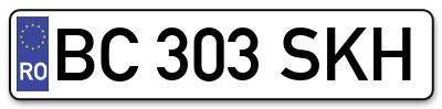 Placuta inmatriculare numar auto  BC-303-SKH, BC 303 SKH, BC303SKH