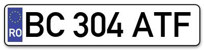 Placuta inmatriculare numar auto  BC-304-ATF, BC 304 ATF, BC304ATF
