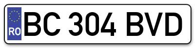 Placuta inmatriculare numar auto  BC-304-BVD, BC 304 BVD, BC304BVD