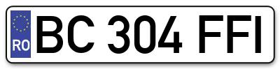 Placuta inmatriculare numar auto  BC-304-FFI, BC 304 FFI, BC304FFI