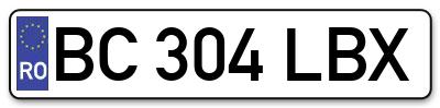 Placuta inmatriculare numar auto  BC-304-LBX, BC 304 LBX, BC304LBX