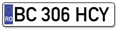 Placuta inmatriculare numar auto  BC-306-HCY, BC 306 HCY, BC306HCY