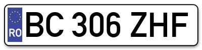 Placuta inmatriculare numar auto  BC-306-ZHF, BC 306 ZHF, BC306ZHF
