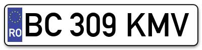 Placuta inmatriculare numar auto  BC-309-KMV, BC 309 KMV, BC309KMV